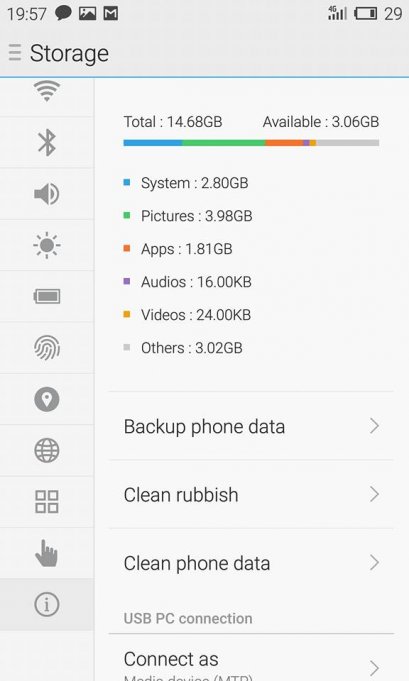 วิธีการจัดการข้อมูล storage ของเครื่อง Meizu (flyme OS)